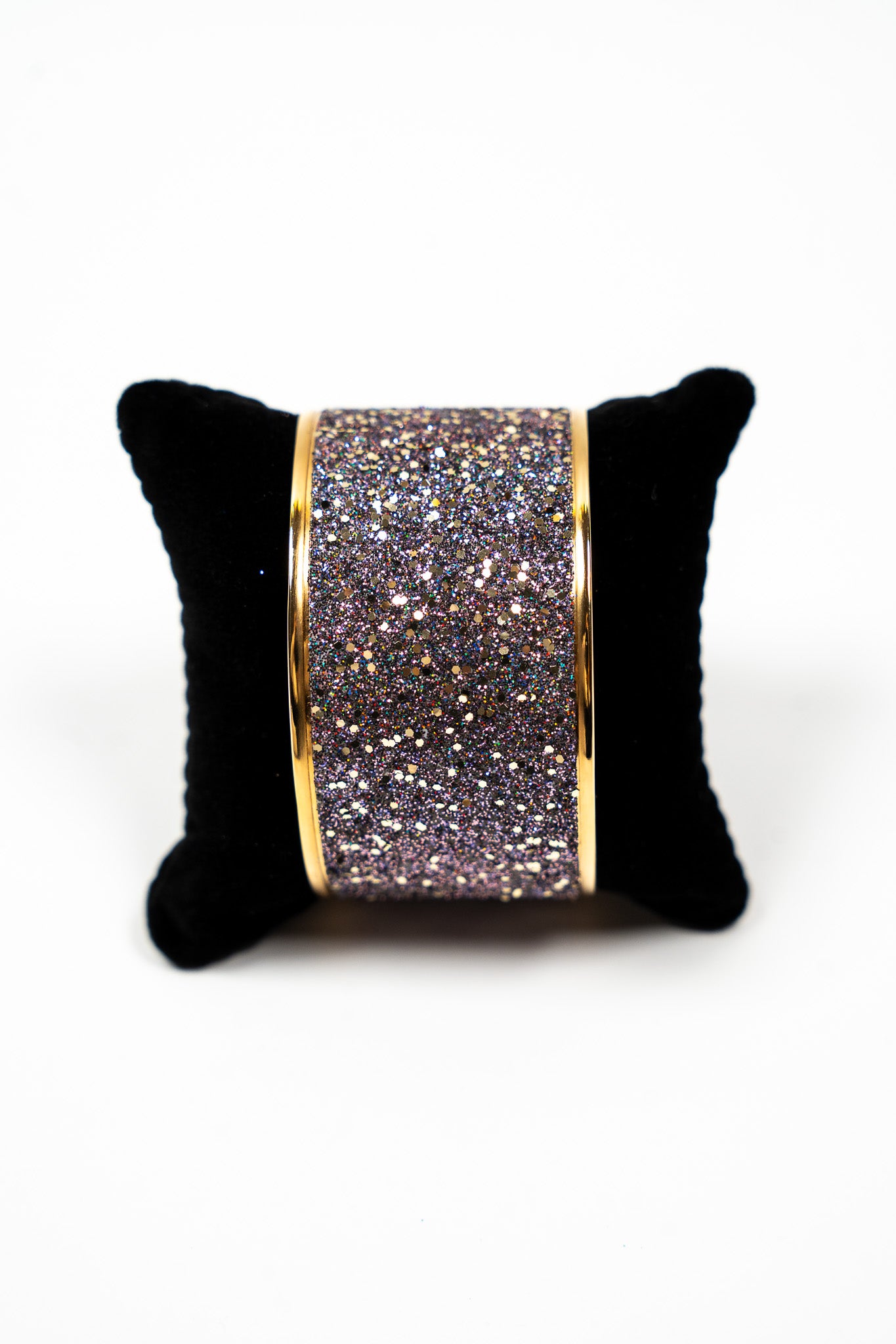 Manchette Céleste décorée paillettes & sequins marron irisé
